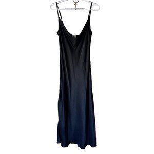 Aritzia Wilfred Slip Dress Size M Black Midi Cowl Neck Satin Spaghetti Strap